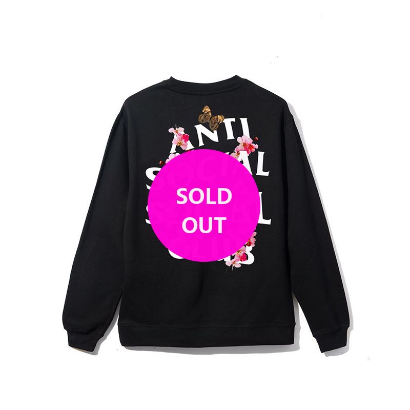 Peach Love Black Crewneck